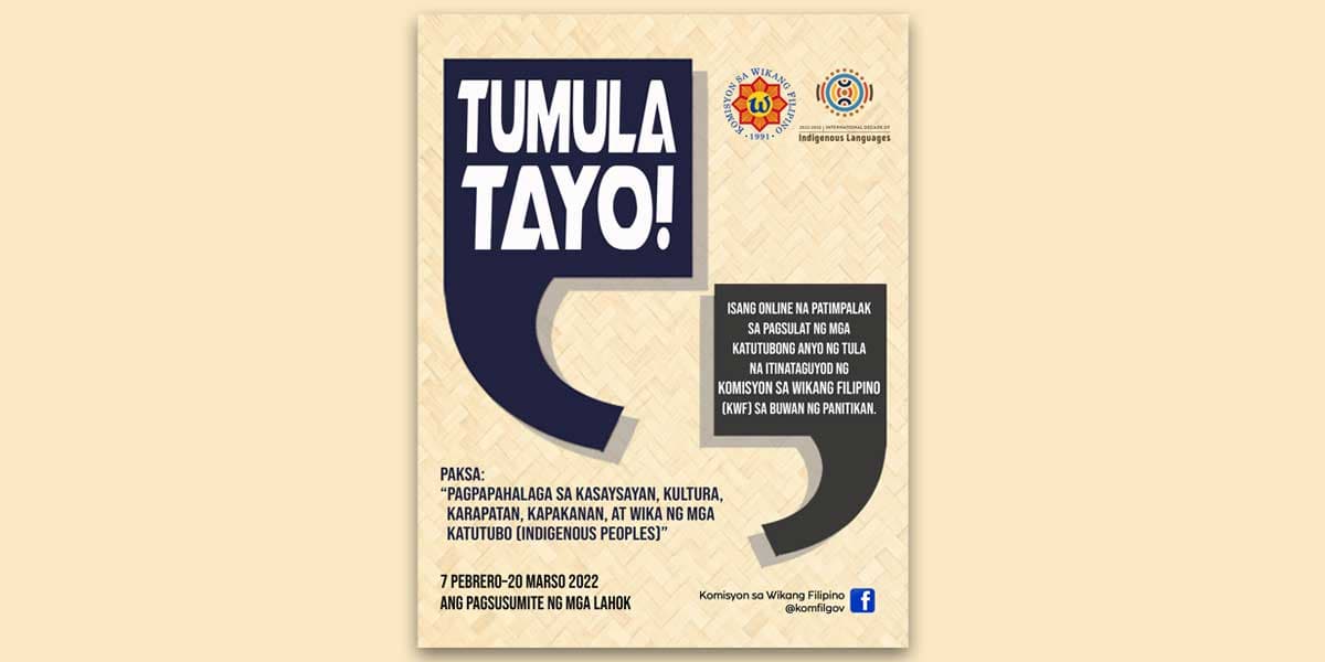 Tumula Tayo! 2022, bukás na sa mga lahok!