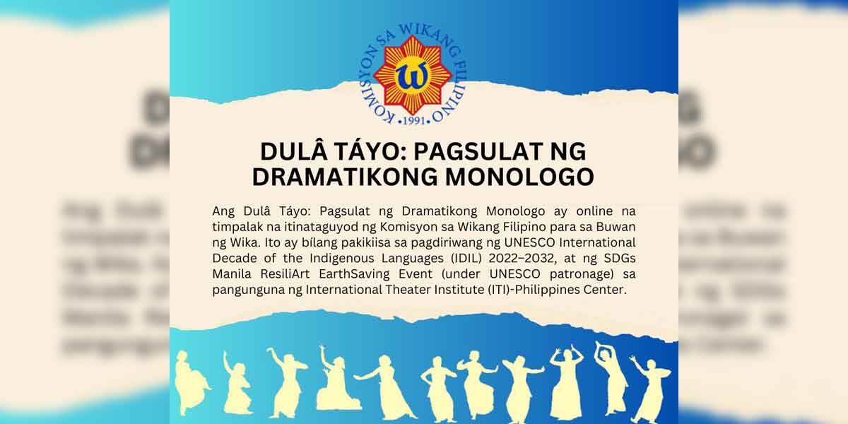 Sumali sa DULÂ TÂYO: PAGSULAT NG DRAMATIKONG MONOLOGO!